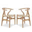 Fauteuils de salle à manger Wishbone en frêne massif, dossier en Y, ensemble de 2, assises en corde de papier tressée à la main, noir-112403141-112403142