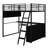 Aryela Metal Loft Bed With LED, Desk