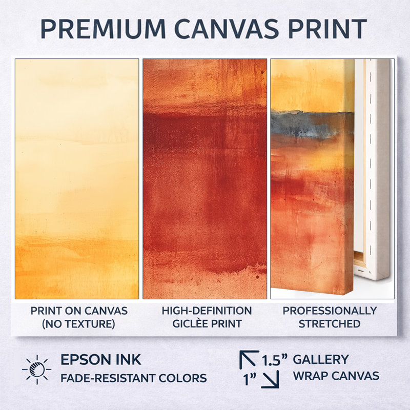 «Terracotta Horizon», art mural abstrait rouille, Carlton, 28" H x 60" W, Wrapped Canvas