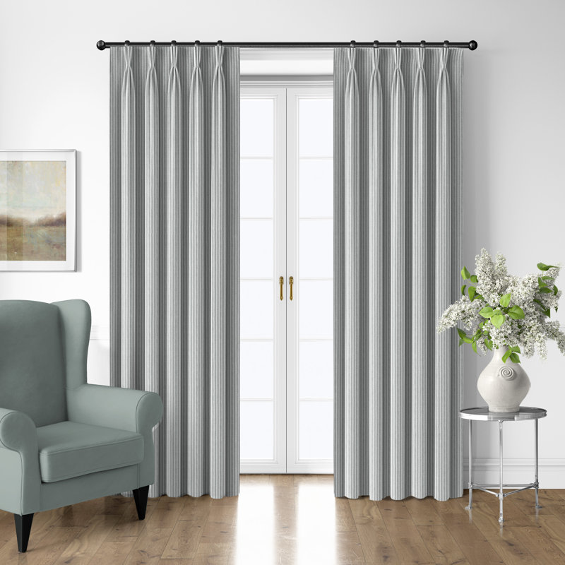 Ensemble de 2 panneaux de rideau plissés en coton sauge, L 40 po x L 240 po