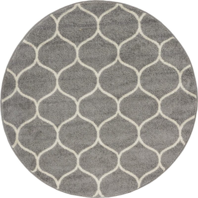 Tapis gris clair Lllan, Rond 4 pi 1 po