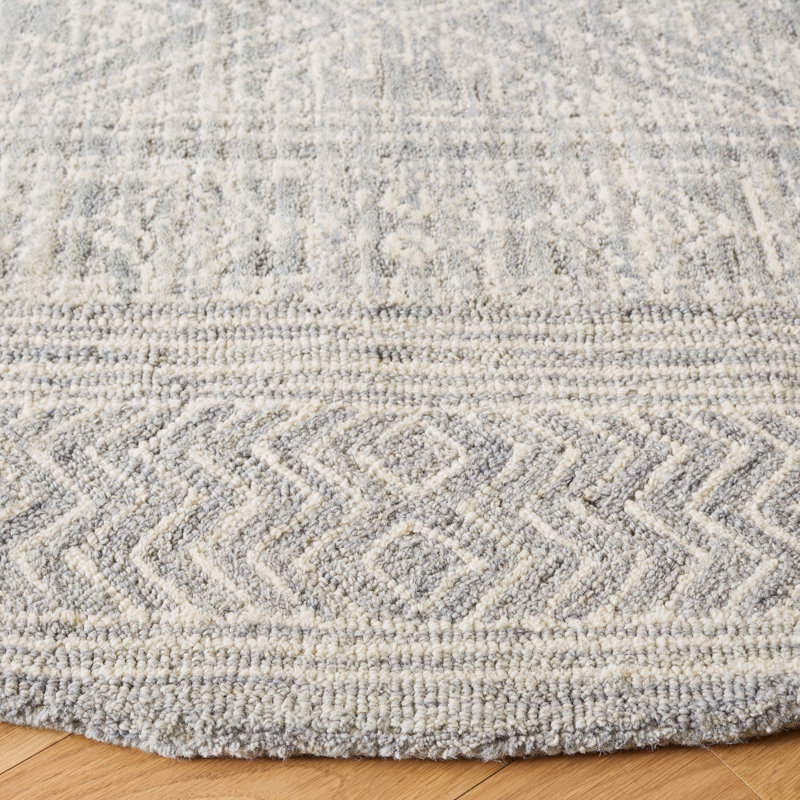 Abstract Hand Tufted Wool Southwestern Rug, Round 6'