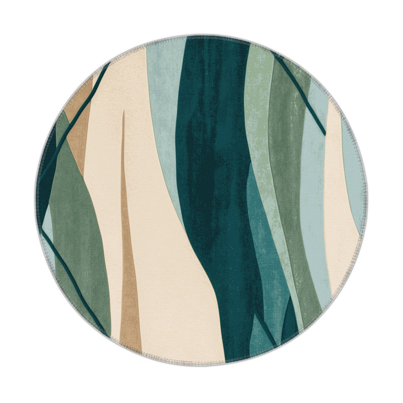 Midnight Cascade Indoor And Outdoor Area Rug, Round 5'