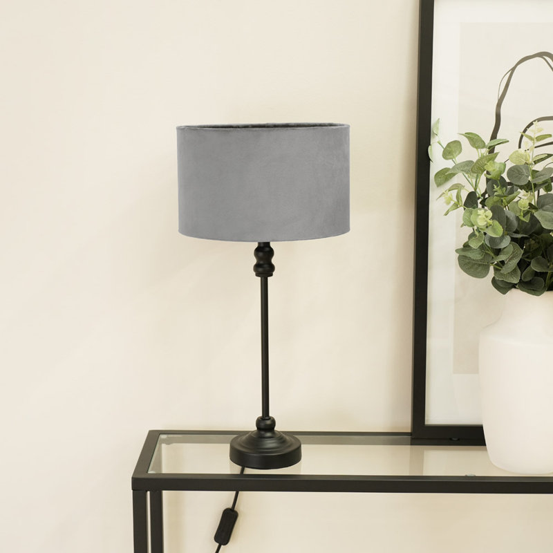 Reselva Metal Table Lamp, Black Base/Grey Shade