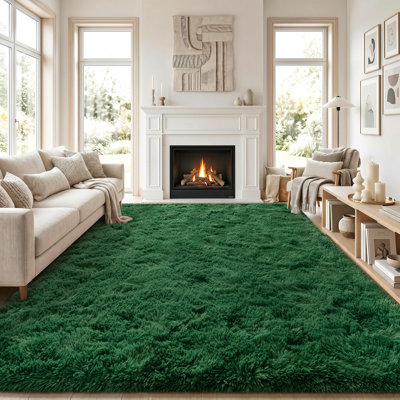 Solid Rug Soft Fluffy Green Indoor Area Rug for Living Room Bedroom Nursery Kids Room