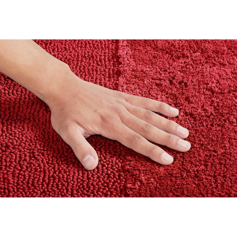 Makaylynn Premium 100% Cotton 2 Piece Bath Rug Sets with Non-Slip Backing, Machine Washable, Luxurious Solid Pattern Super Absorbent & Tufted Weave Bath Mat for Bathroom, Shower, and Tub
