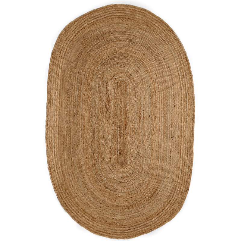 Tapis brun clair en jute / sisal tressé à la main Gage, Oval 6 pi x 9 pi