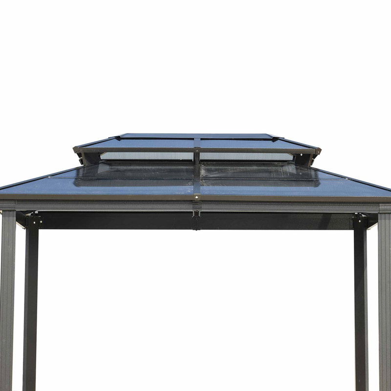 Outdoor Grill Gazebo 8 X 5FT, Hardtop BBQ Gazebo With UV-Resistant Polycarbonate Roof & Storage Hooks For Patio, Lawn, Garden