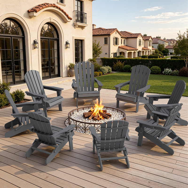Ensemble de chaises d'extérieur pliantes Adirondack, Grey