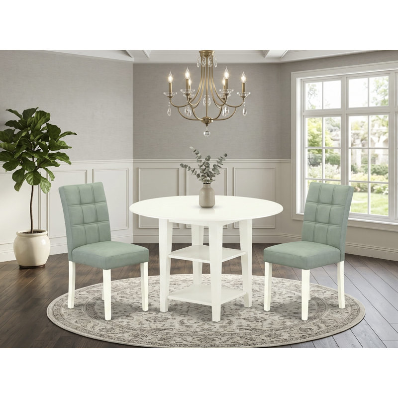 Ensemble de table de salle à manger 3 pièces, Vert, 3 Pieces: 1 Table, 2 Chairs