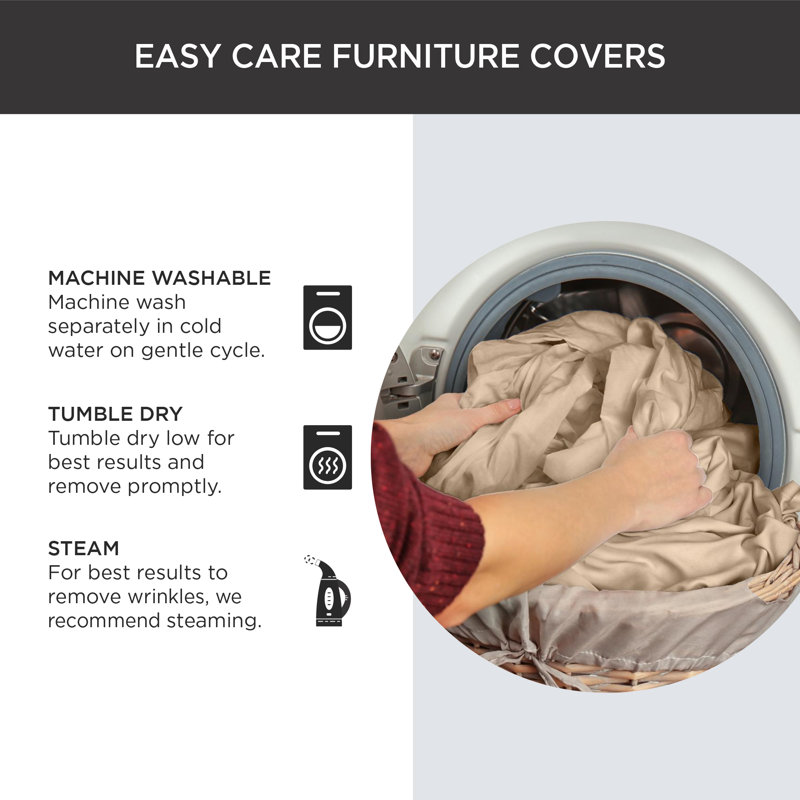 Deluxe Box Cushion Loveseat Slipcover, Dark Gray Polyester Blend