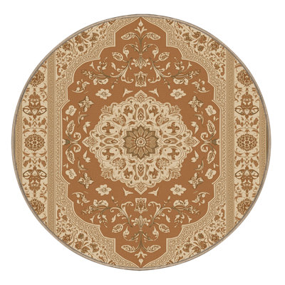 Machine Washable Paizlea Traditional Floral Rug in Brown – Beige Binding