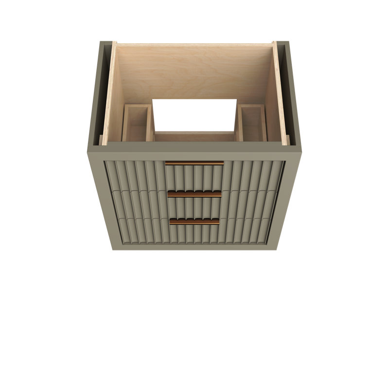 Lecrieú Three-Drawer Single Bath Vanity, 30", French Olive, Champagne Bronze