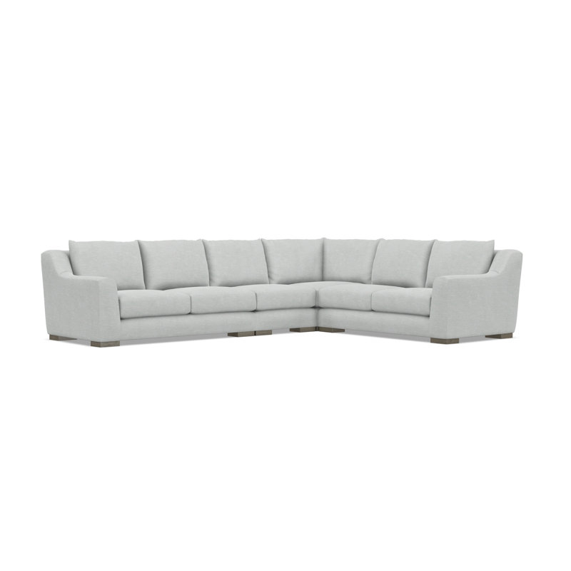 Gabi 5-Piece Fabric Sectional, Light Gray Polyester Blend, 35" H x  140" W x 110" D, Right Hand Facing