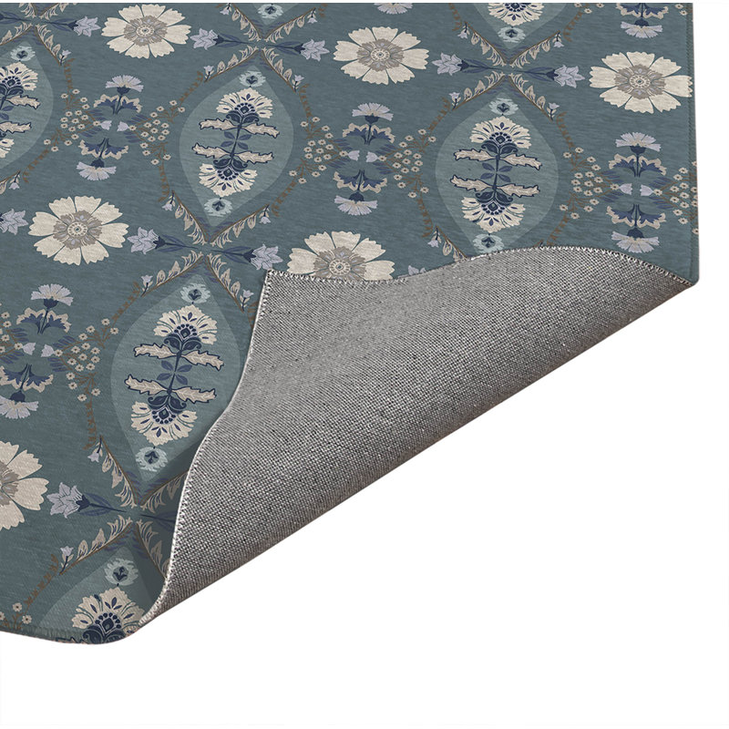 Tapis de cuisine Reeva, Rectangle 7 pi x 5 pi, Sarcelle