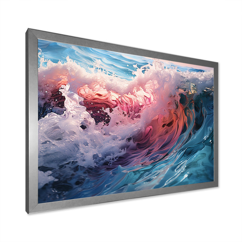 «Tropical Beach Waves Fusion II», reproduction sur toile, Cadre photo argenté, H 16 po x l 32 po x P 1 po
