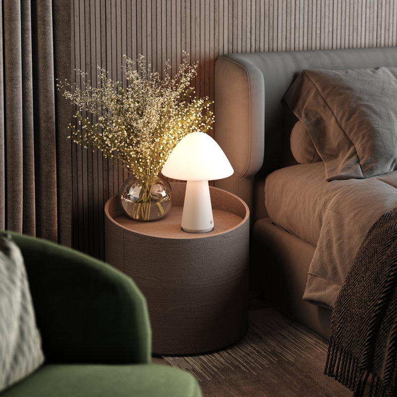 MUSHROOM Rechargeable Cordless LED Table Lamp, 3-Levels Brightness Touch Sensor Control, Gray, Gray