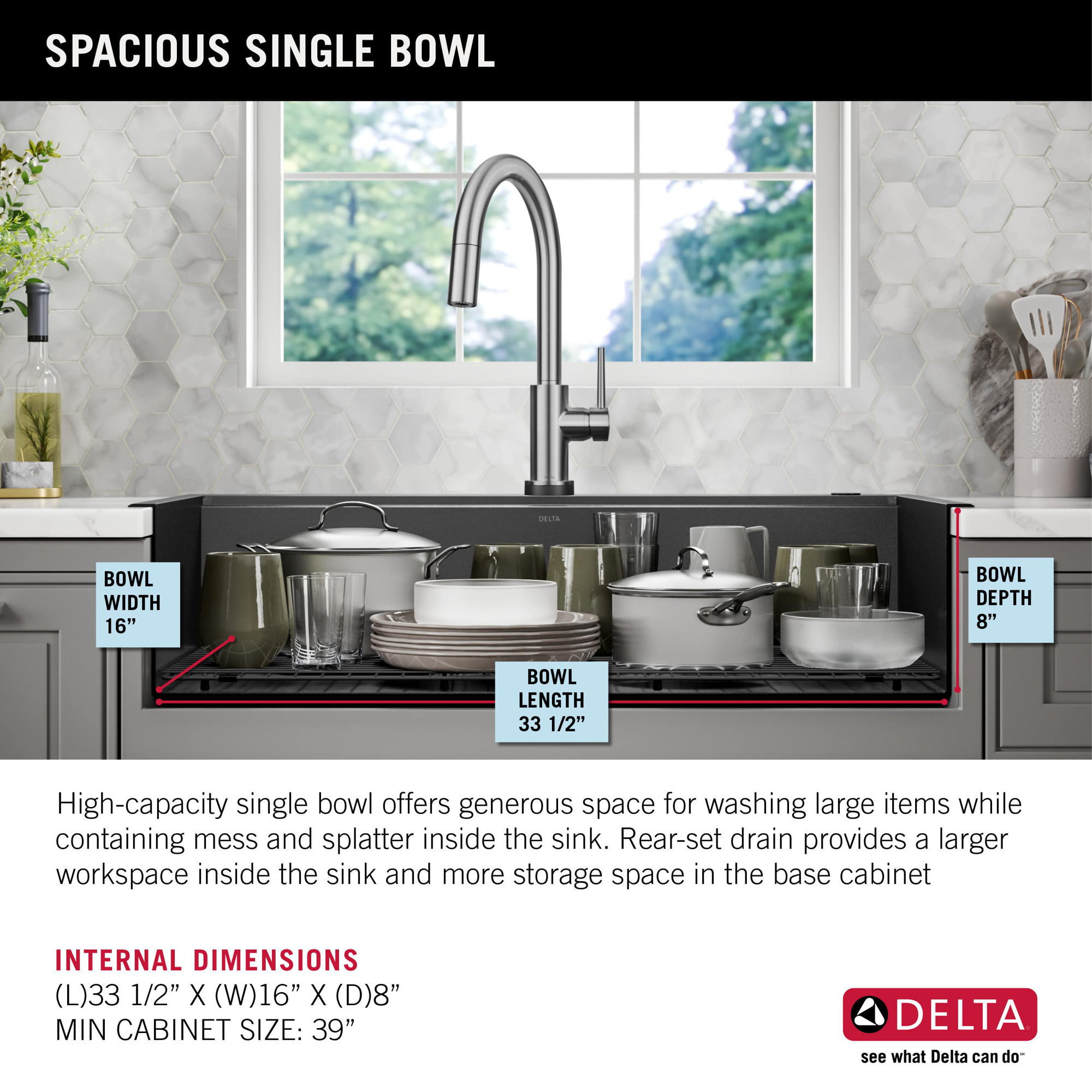 Delta Rivet™ Black Stainless Steel Retrofit Farmhouse Apron Front 16 Gauge Workstation Kitchen Sink Single Bowl