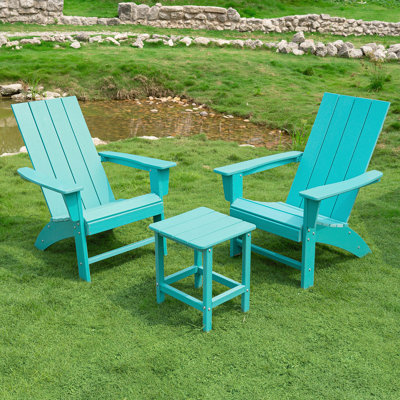 Chaise Adirondack Cathair en PEHD toutes saisons avec table (2 chaises et 1 table)