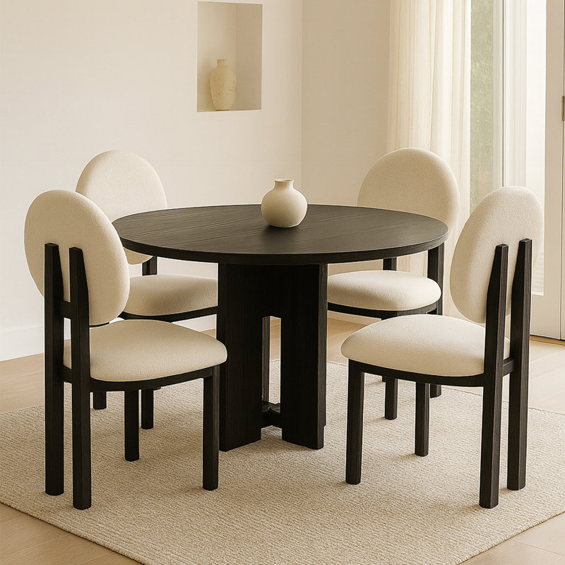 Chaise d'appoint en bois massif (ensemble de 4) - Aucun assemblage requis, Noir, 4