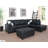 Sectional Sofa Set, Faux Leather Sofa with Free Storage Ottoman-1004977501-1004977500