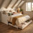 Solid Wood Twin Daybed with Trundle and Drawers, White-2243145