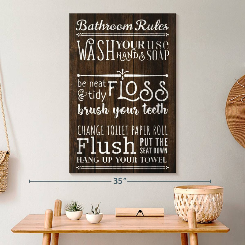 «Bathroom Humor Quotes», impression sur toile, H 30 po x l 20 po x P 1,25 po