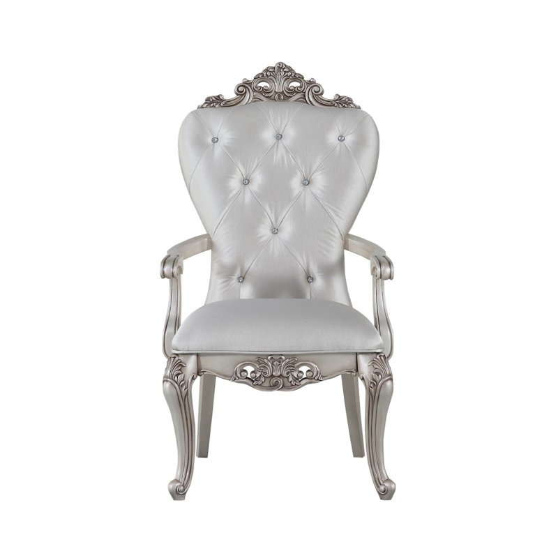 Fauteuil en tissu touffeté blanc Hollen