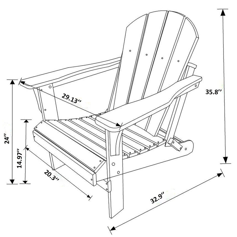 Chaise Adirondack pliante en plastique Hyginos, gris
