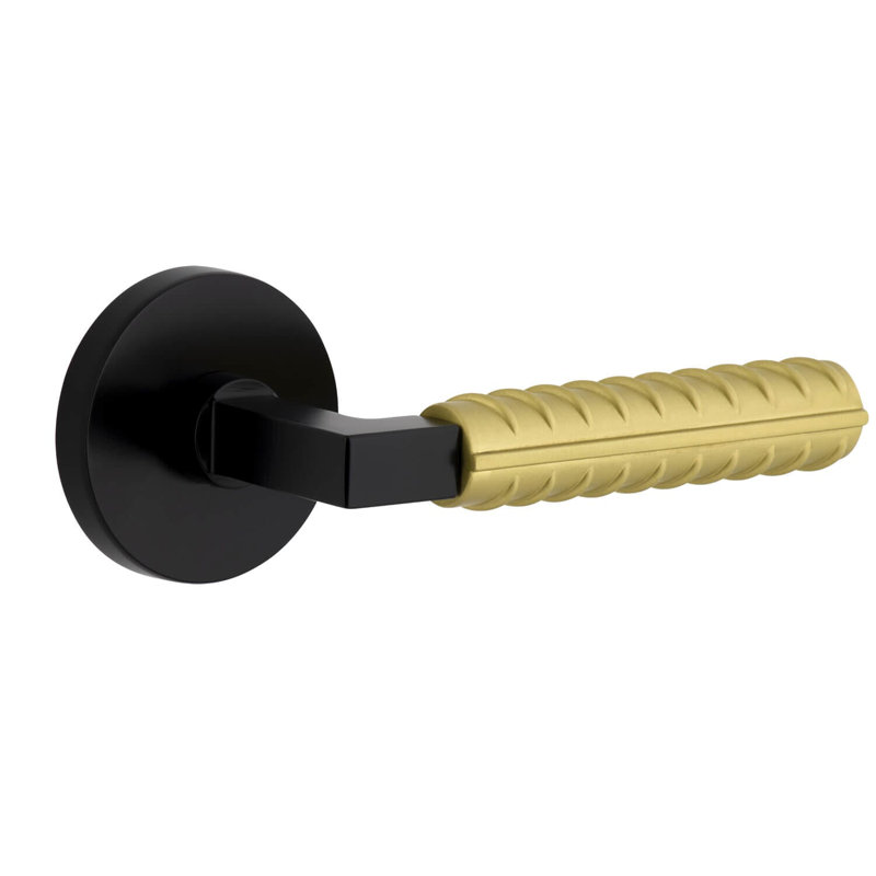 Mannequin simple circulaire avec levier Contempo Circolo, Noir satiné, Laiton lisse, À droite