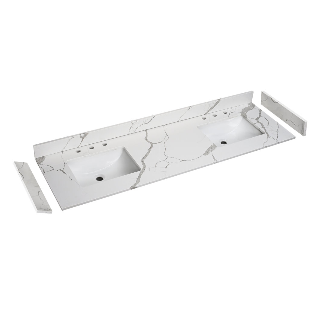 72'' Quartz Double Bathroom Vanity Top with Sink VANITYFAIR