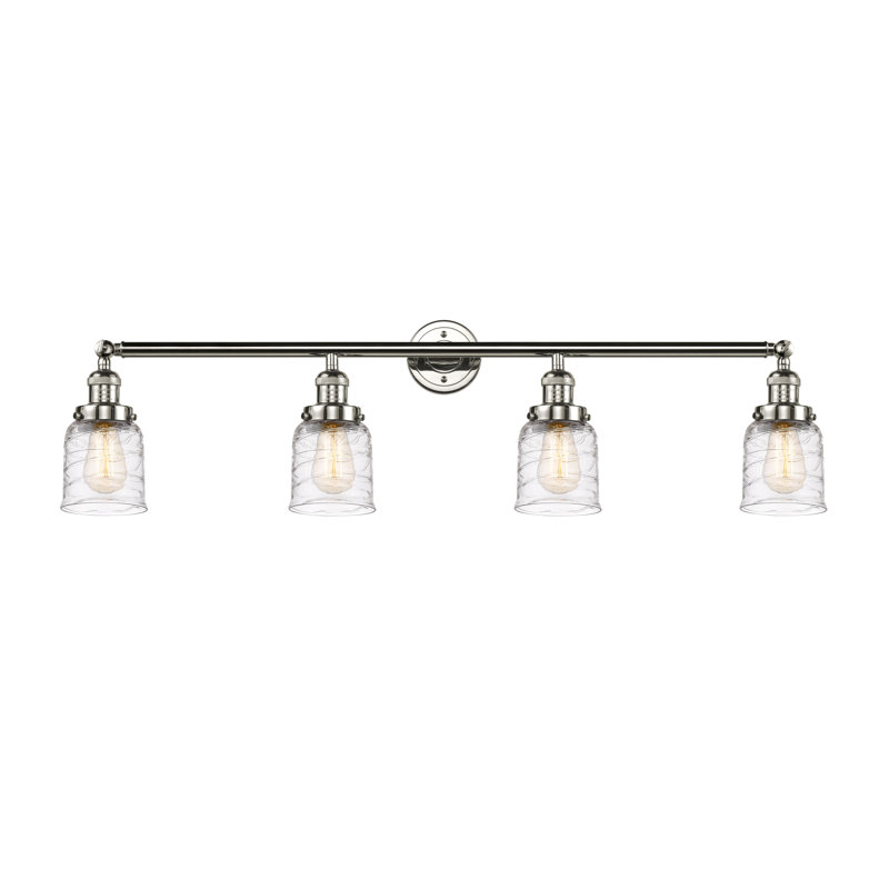 Éclairage pour meuble-lavabo en laiton antique à 4 lumières Amanda-Grace, DEL, Nickel poli