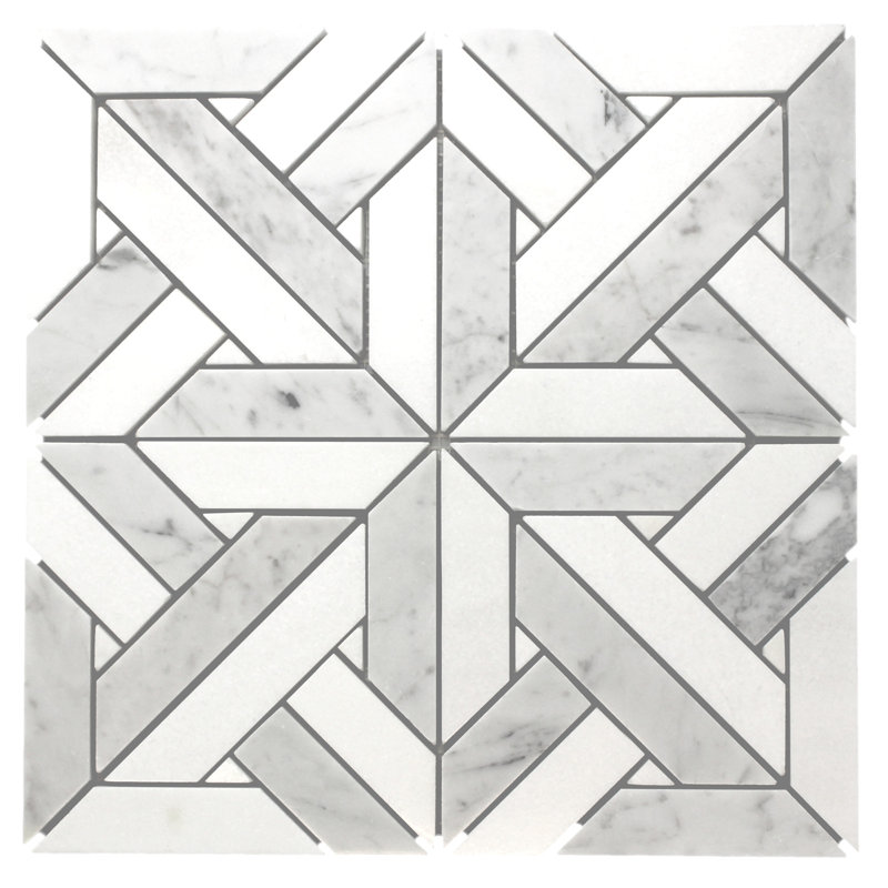 12" x 12" Natural Stone Marble Interwoven Mosaic Wall & Floor Tile