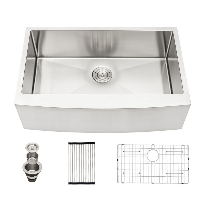Farmhouse Kitchen Sink Gauge Stainless Steel Kitchen Sink Apron Front Sink, Stainless Steel, 10" H x 30" L x 21" W