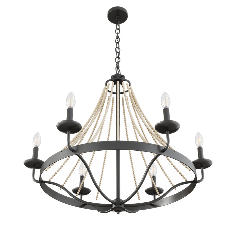 Lustre rustique perlé 6 lumières Larayah
