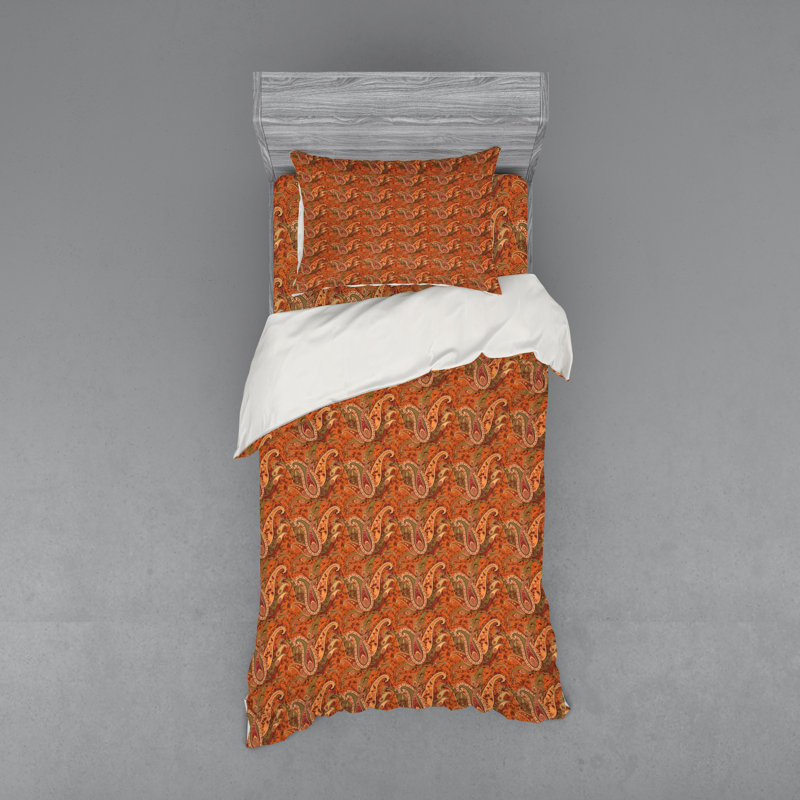 Ensemble de housse de couette à style traditionnel ancien avec feuilles, Housse de couette simple + 6 pièces supplémentai