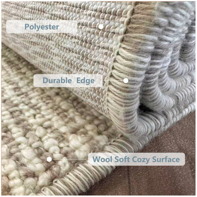 Area rug .Durable, stain-resistant treasure carpet Imported, pure wool, solid-colored carpetLatitude Run Hand‑Tufted Premium Wool‑Blend Area Rug, Oatmeal Greige Heathered Neutral Indoor Rug, Soft Natural Fiber Carpet for Living Room Bedroom High‑Traffic Home Decor