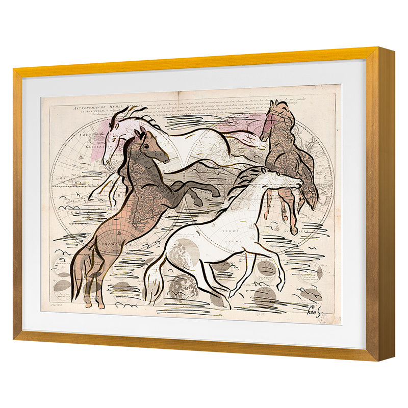 Celestial Horses 3 Print by THE Studio, Gold Framed
