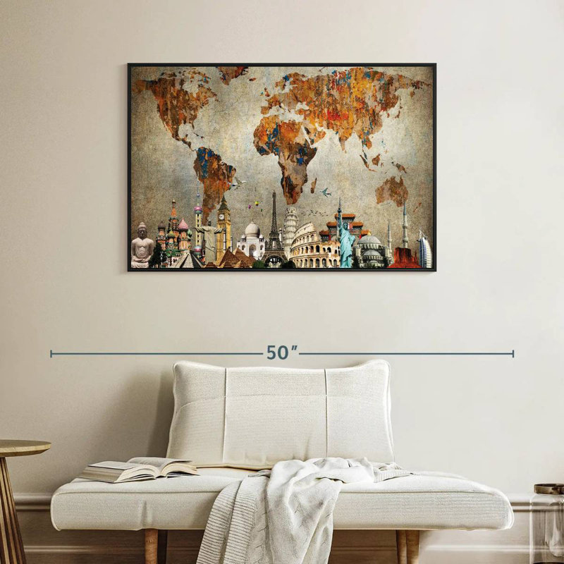 Aliaz Rusty World Map, 27" H x 40" W