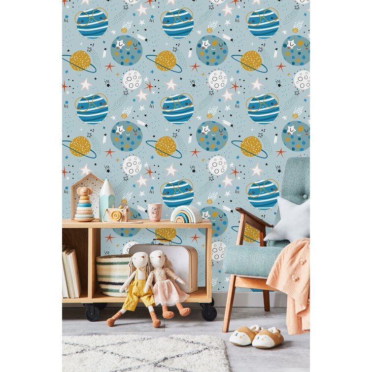 Isabelle & Max™ Planets On Blue Background Wallpaper K1027 - Wayfair Canada