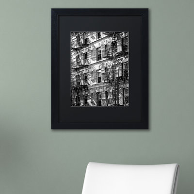 Framed Wall Art - Philippe Hugonnard ‘New York Facade’ Wall Decor with Matted Frame - Living Room, Kitchen, and Bathroom Art - 16x20