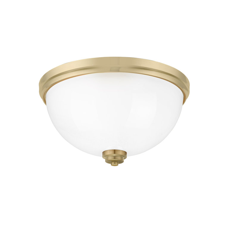 Plafonnier encastré, ampoules, illustré avec verre de marbre blanc, Laiton New Age, H 8,5 po x l 8,5 po x P 16 po