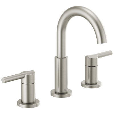 Nicoli Brushed Nickel Faucet 3 Hole, 8 Inch Widespread 2-Handle Bathroom Sink Faucet for Vanity, Push-Pop Drain Assembly, Stainless