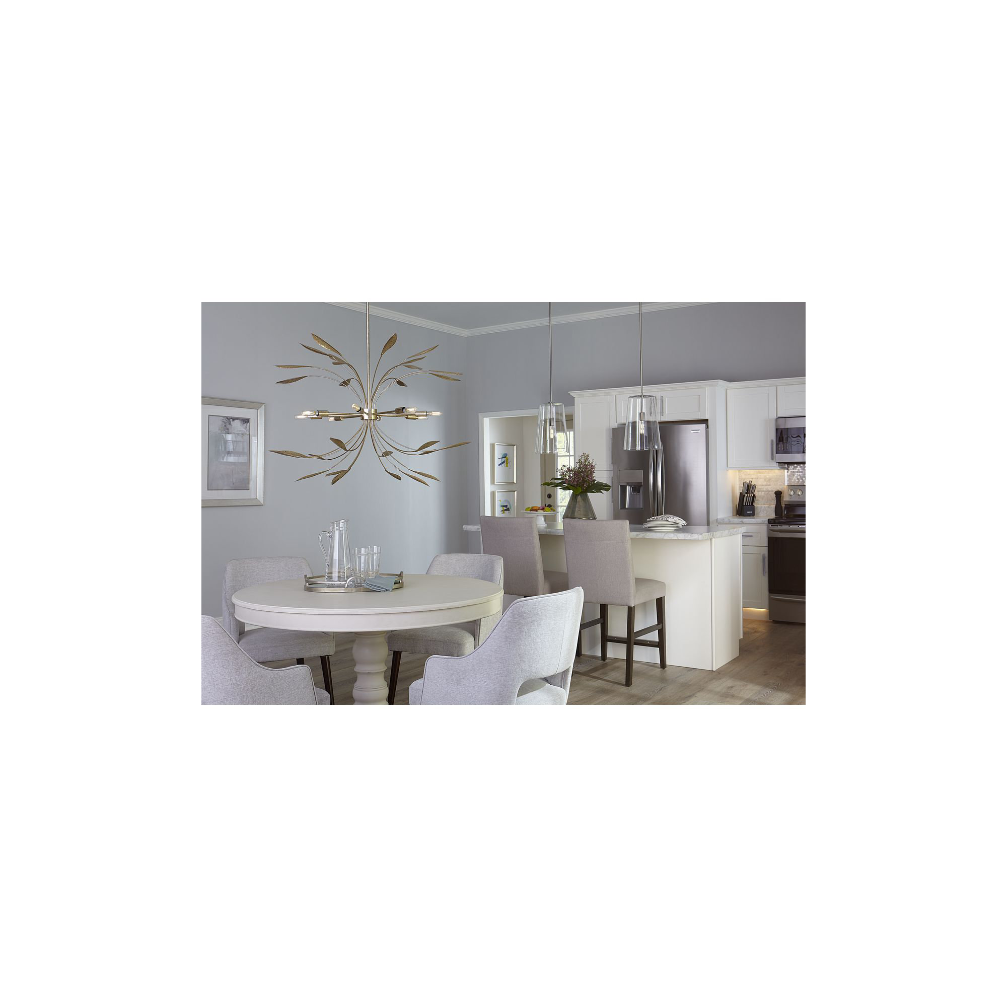 Selena Single Light Glass Dimmable Pendant, Light Silver, 15.88" H x 10.5" W x 10.5" D