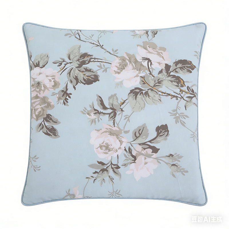 Housse de coussin bleu floral 26 x 26 pouces - Housse de coussin à fleurs colorées Vintage, Motif 13