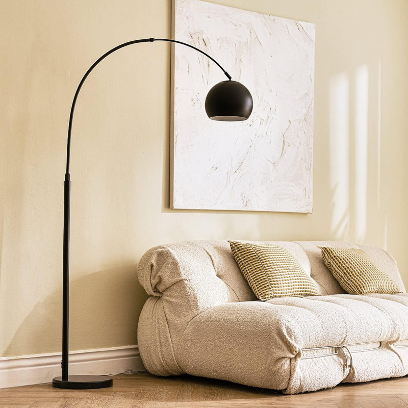 Modern Arc Floor Lamp With Adjustable Height, 360° Rotatable Shade, Sturdy Marble Base, And Included Led Bulb For Living Room, Bedroom, Or Office