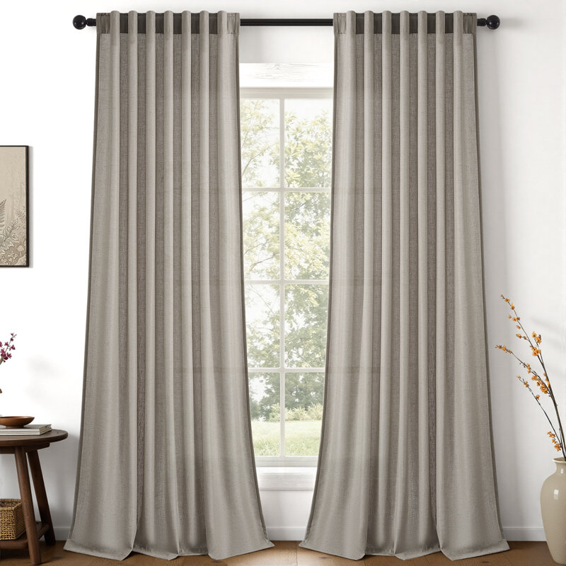 Dennan Light-Filtering Curtain with Back Tab Hooks, 52" W x 94" L, Burlywood