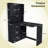 Computer Desk With Glass Cabinets & Built-In LED Lights, Corner L-Shaped Office Desk With USB Charging Ports, Keyboard Tray, Ergonomic Design For Home And Corporate Workspaces(Black)-1990852421