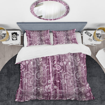 Ensemble de housse de couette en microfibre mauve / blanc 3 pièces