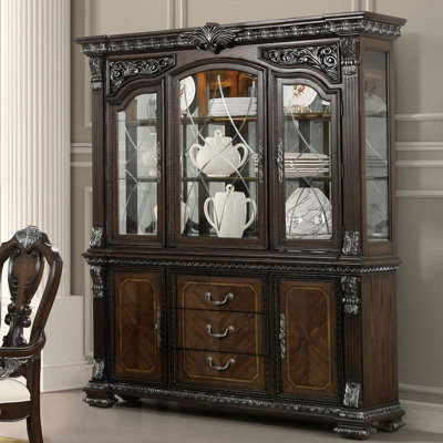 68.9"W Traditional Hutch And Buffet, Dark Brown